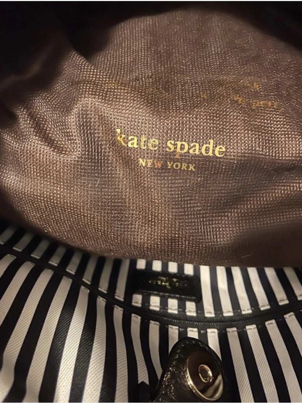 kate spade Black Pebbled Leather Satchel with Gold Hardware
